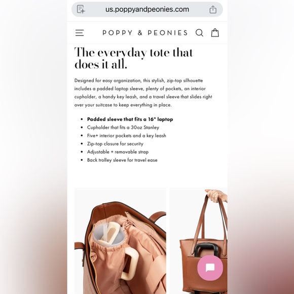 Poppy & Peonies Go Getter Tote Bag in Berry + Matching Tech Case - Both Like New - Picture 11 of 16